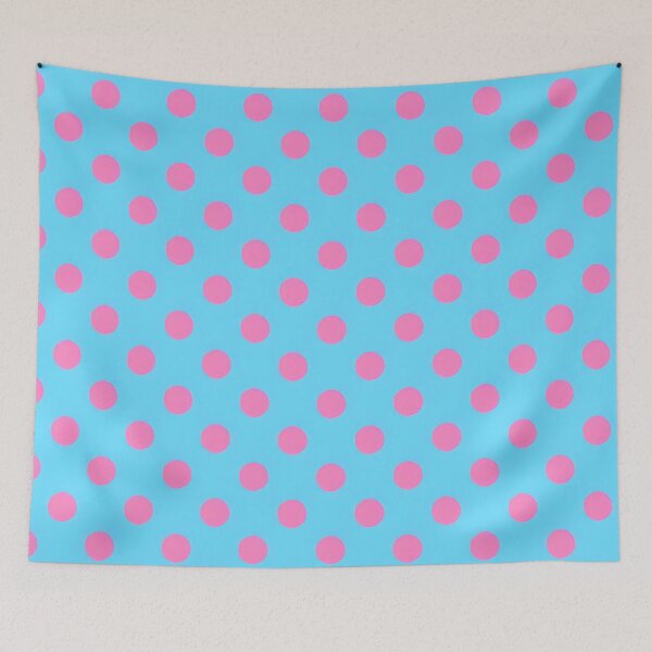 Item preview, Pink Polka Dots on Blue Background – Fun Abstract Pattern designed and sold by Rhym3Zone.