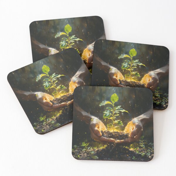 Item preview, Hands Holding New Life – Glowing Plant of Hope designed and sold by EK-World.