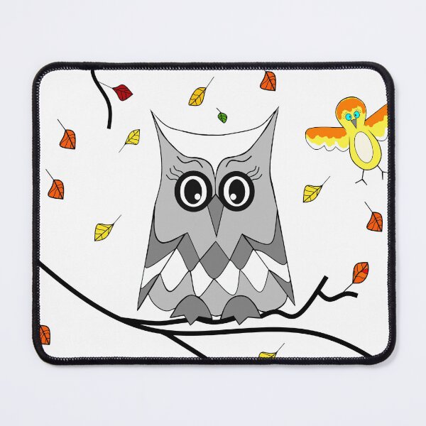 Item preview, Cute Autumn Owl With Two Birds designed and sold by Sartoris Art.