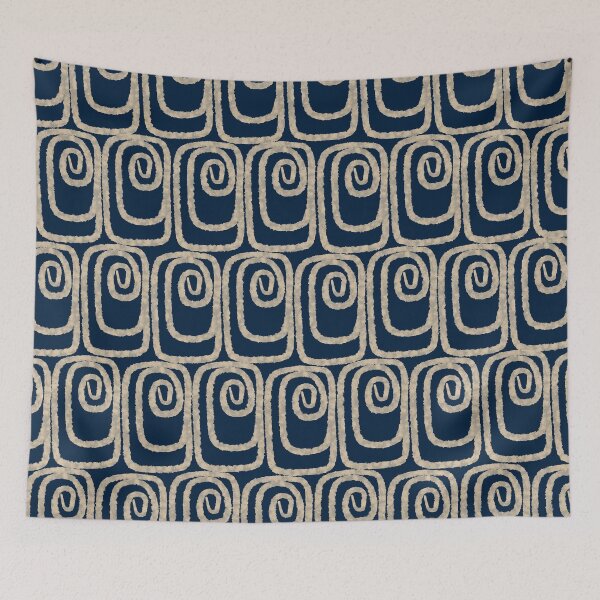 Item preview, Mid Century Modern Twist Pattern in Mid Mod Navy Blue and Cream Beige designed and sold by kierkegaard.