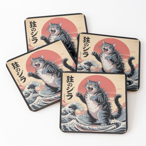 Item preview, Catzilla Cat Japanese Art Funny Cat Gifts for Men Women Kid designed and sold by THREE LITTLE BEANS.
