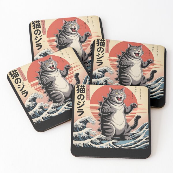 Item preview, Catzilla Cat Japanese Art Funny Cat Gifts for Men Women Kid designed and sold by THREE LITTLE BEANS.