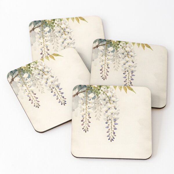 Item preview, White Antique Wisteria Dreams – Watercolor on Aged Paper designed and sold by EmeraldeaArt.