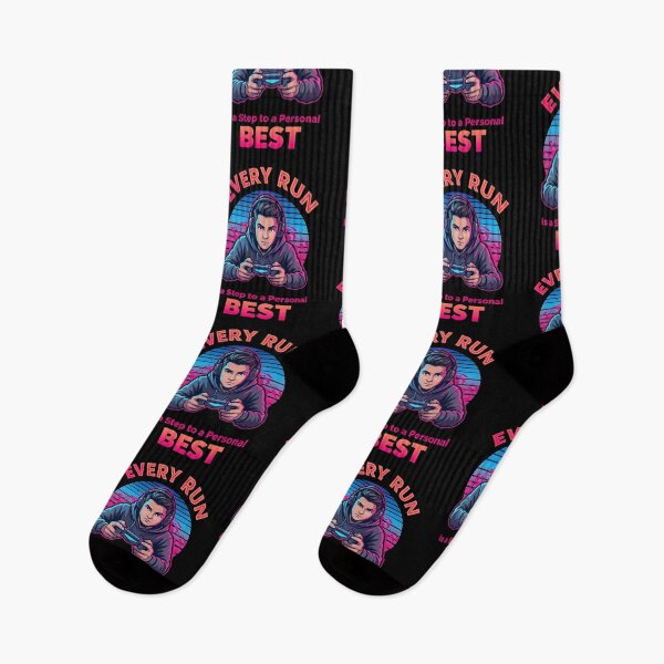 Item preview, Every Run Is a Step to a Personal Best – Colorful Gamer Illustration designed and sold by PHRASEandSTYLE.