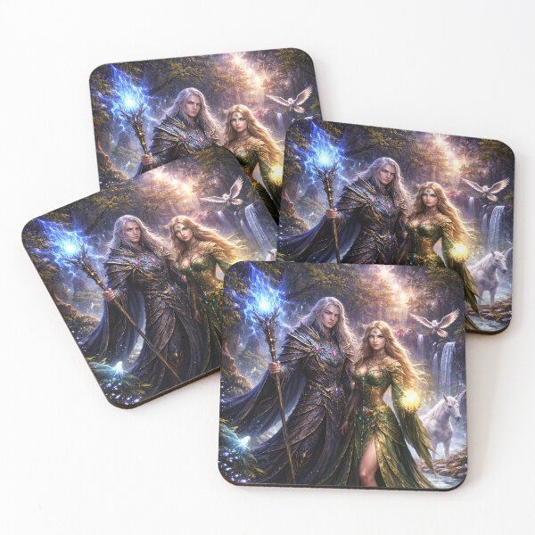 Item preview, Ethereal Guardians of the Enchanted Forest – Light and Arcane Fantasy Art designed and sold by DrakariArt.