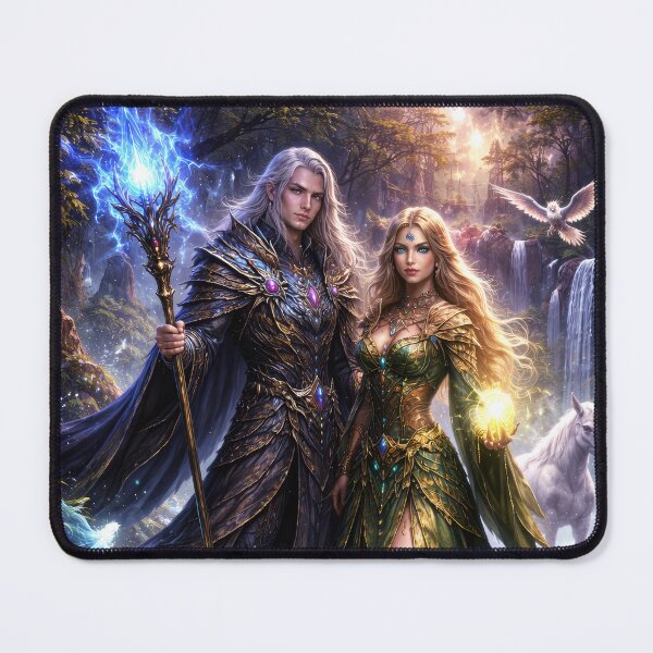 Item preview, Ethereal Guardians of the Enchanted Forest – Light and Arcane Fantasy Art designed and sold by DrakariArt.