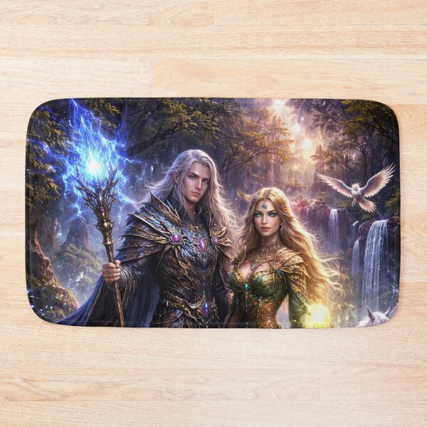 Item preview, Ethereal Guardians of the Enchanted Forest – Light and Arcane Fantasy Art designed and sold by DrakariArt.