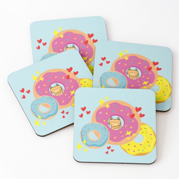 Item preview, Cute Cat Donuts Stars Hearts Stickers Prints Fruit Wall Art Magnet Posters Home Coffee Cup Decoration TShirt Stationary Notebook Magnet Hat Kitchen Work School Office Redbubble Shop designed and sold by Saritas Boutique Shop.