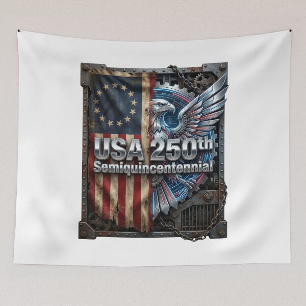 Item preview, Split Flag 1776-2026 Eagle Chrome Tee designed and sold by JaaCreativeShop.