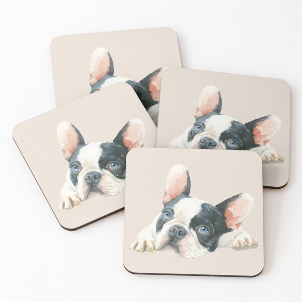 Item preview, Black and White French Bulldog with Blue Eyes designed and sold by Violet Peonies.