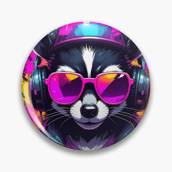 Item preview, Synthwave graffiti skunk wearing headphones designed and sold by Boxing Kangaroo Retail Company.