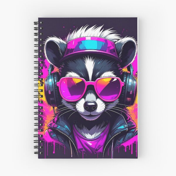 Item preview, Synthwave graffiti skunk wearing headphones designed and sold by Boxing Kangaroo Retail Company.