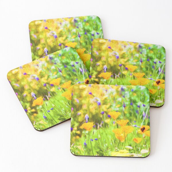 Item preview, California Poppy and Purple Wildflower Impressionist Garden Painting designed and sold by kornkobart.