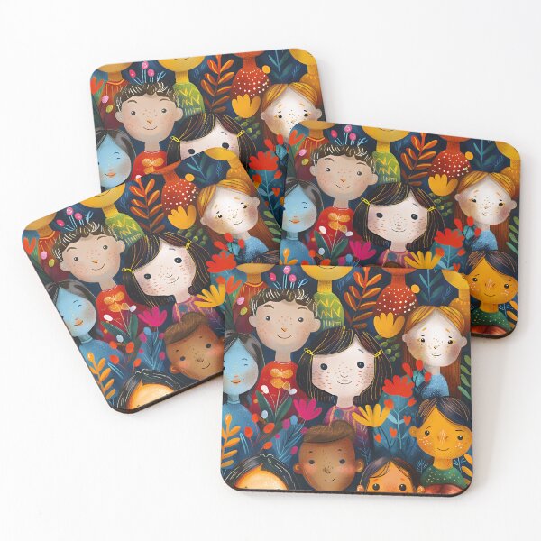 Item preview, Happy Diverse Kids & Flowers – Joyful Whimsical Pattern designed and sold by EK-World.