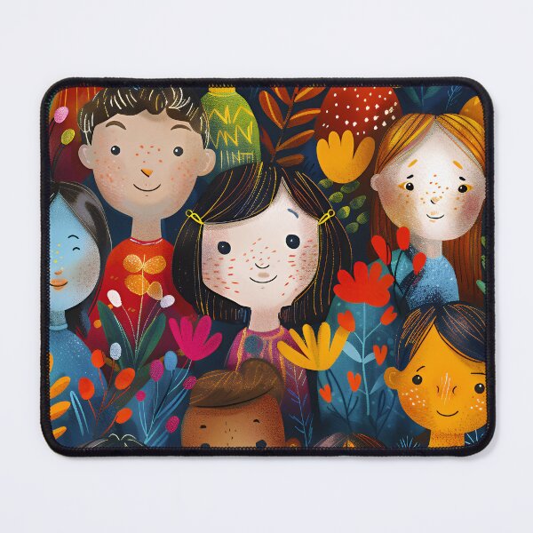 Item preview, Happy Diverse Kids & Flowers – Joyful Whimsical Pattern designed and sold by EK-World.