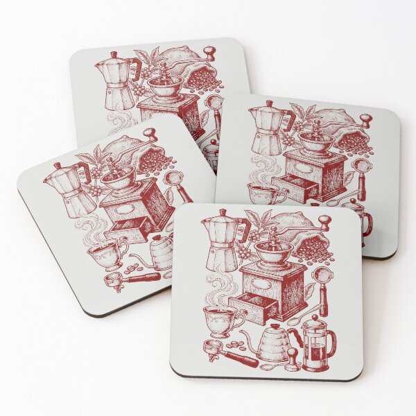Item preview, Maroon Coffee Culture - Vintage Red Ink Engraving designed and sold by DigitalGlade.