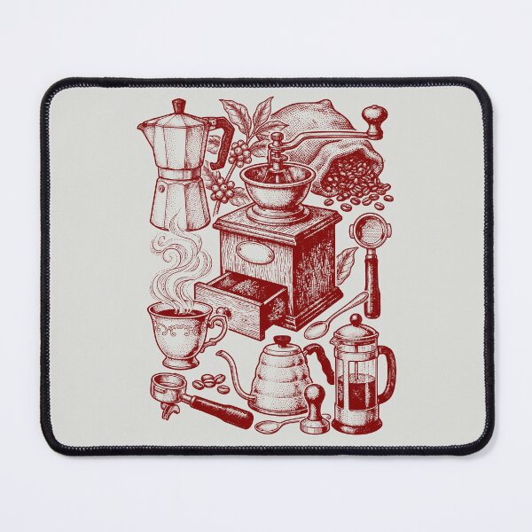 Item preview, Maroon Coffee Culture - Vintage Red Ink Engraving designed and sold by DigitalGlade.