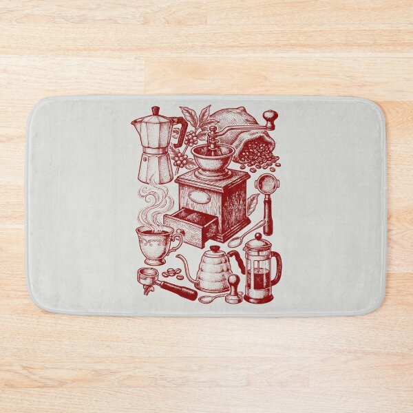Item preview, Maroon Coffee Culture - Vintage Red Ink Engraving designed and sold by DigitalGlade.