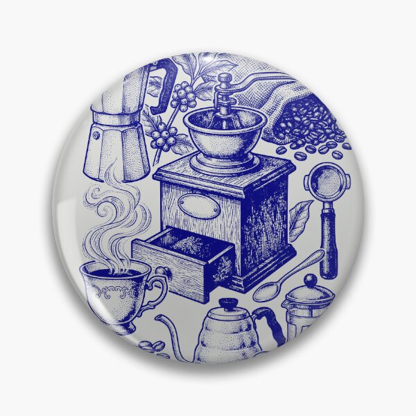 Item preview, Navy Blue Coffee Mechanics - Vintage Blueprint Style designed and sold by DigitalGlade.