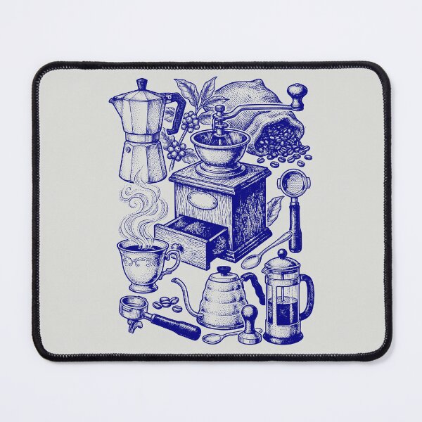 Item preview, Navy Blue Coffee Mechanics - Vintage Blueprint Style designed and sold by DigitalGlade.