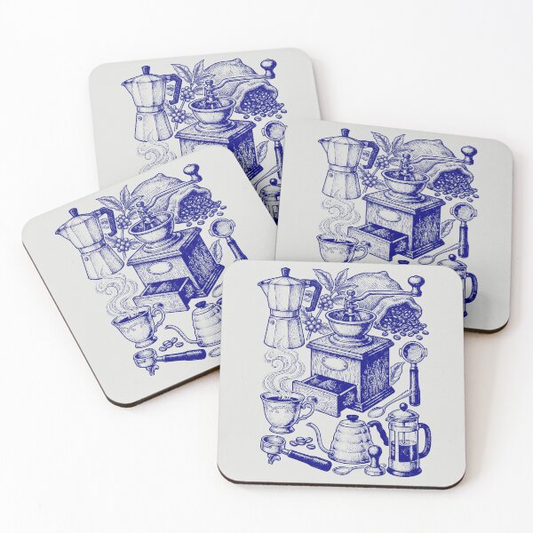 Item preview, Navy Blue Coffee Mechanics - Vintage Blueprint Style designed and sold by DigitalGlade.