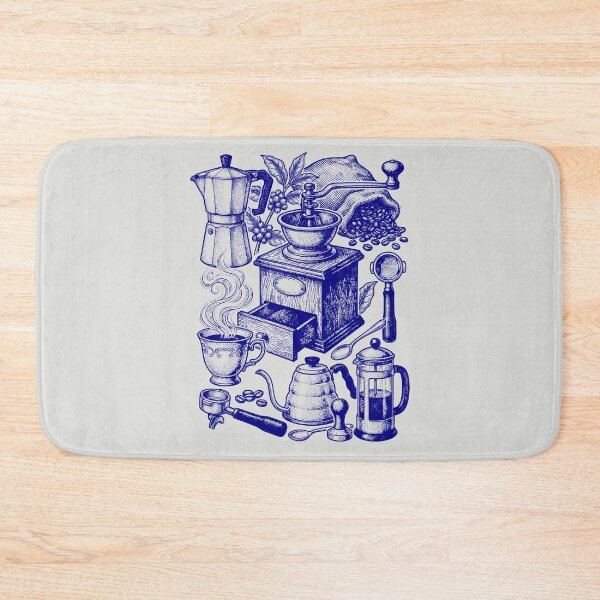 Item preview, Navy Blue Coffee Mechanics - Vintage Blueprint Style designed and sold by DigitalGlade.
