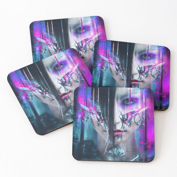 Item preview, Cyberpunk Glitch Portrait – Neon Fractured Face designed and sold by EK-World.