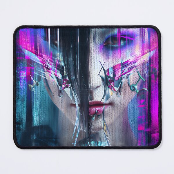 Item preview, Cyberpunk Glitch Portrait – Neon Fractured Face designed and sold by EK-World.