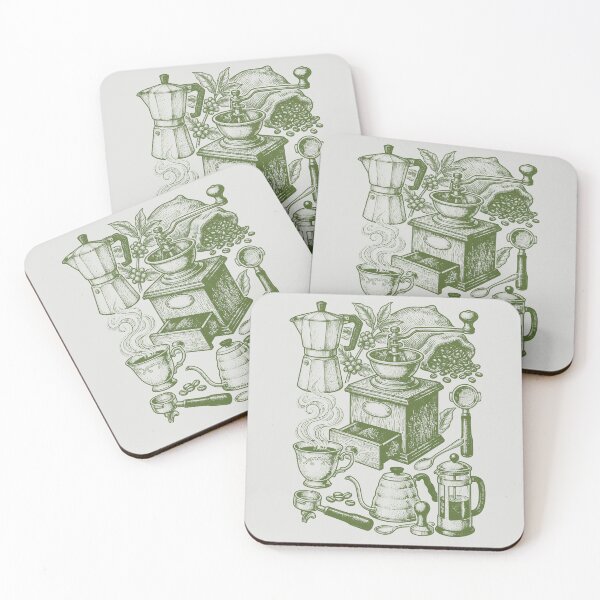 Item preview, Olive Green Coffee Botany - Vintage Organic Style designed and sold by DigitalGlade.