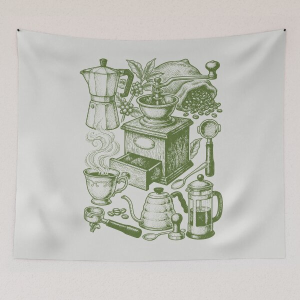 Item preview, Olive Green Coffee Botany - Vintage Organic Style designed and sold by DigitalGlade.