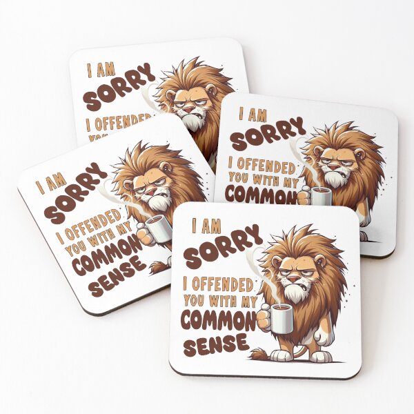 Item preview, Grumpy Lion Coffee Mug – Funny Sarcastic Quote “I’m Sorry I Offended You With My Common Sense” – Humor Gift Mug designed and sold by Compass and a Camera.