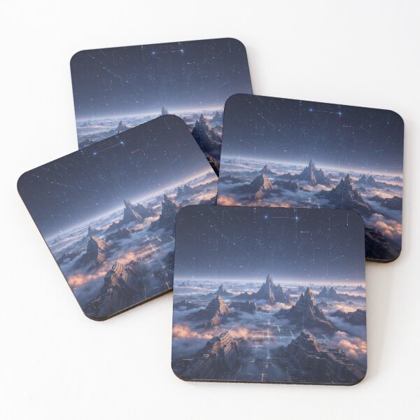 Item preview, Celestial Grid: Neon Mountain Peaks & Digital Galaxy designed and sold by KYOFRAME.