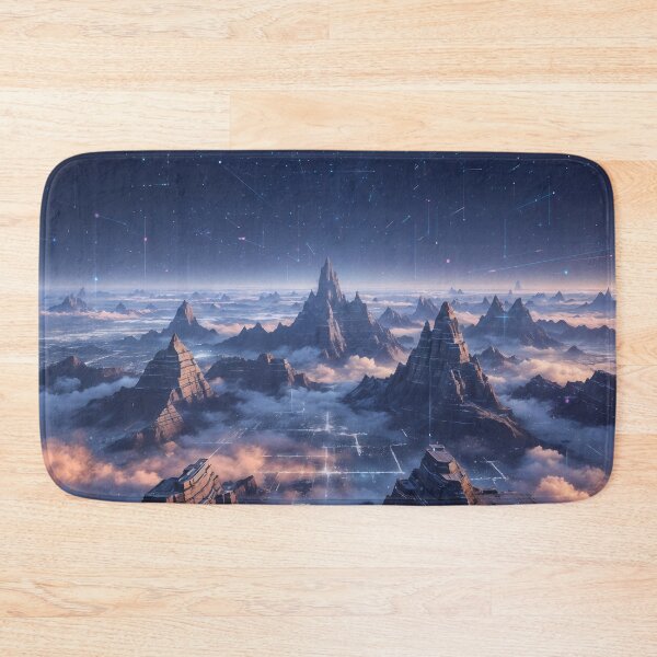 Item preview, Celestial Grid: Neon Mountain Peaks & Digital Galaxy designed and sold by KYOFRAME.