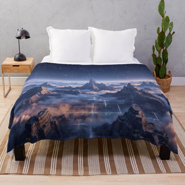 Item preview, Celestial Grid: Neon Mountain Peaks & Digital Galaxy designed and sold by KYOFRAME.