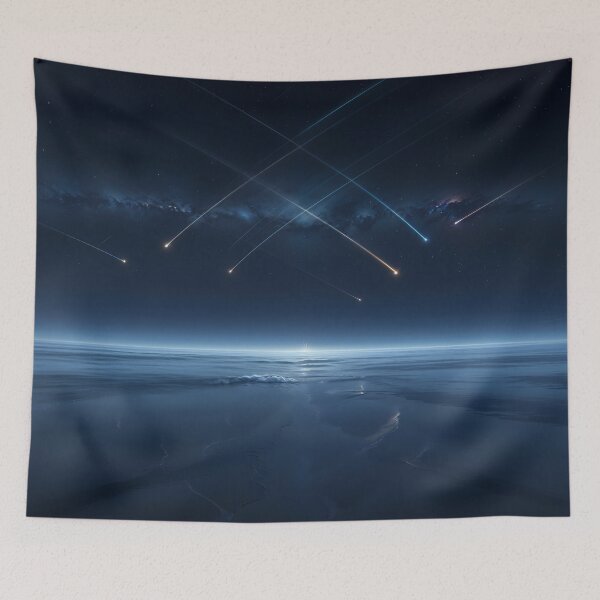 Item preview, Cosmic Ocean Rainfall - Celestial Meteor Shower over Deep Blue Waters designed and sold by KYOFRAME.