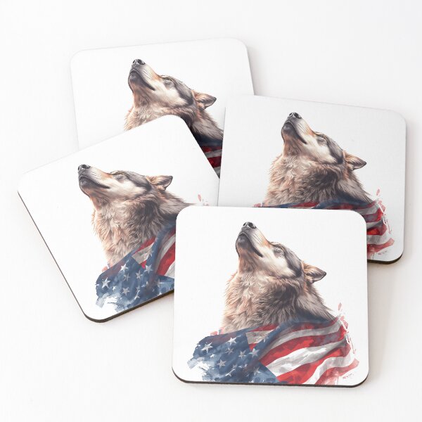 Item preview, Patriotic Howling American Gray Wolf Flag Art Graphic designed and sold by Heartland Heritage Shop.