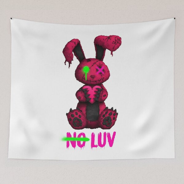 Item preview, No Luv Broken Bunny - Red Pink Green designed and sold by Artsy Sharky.