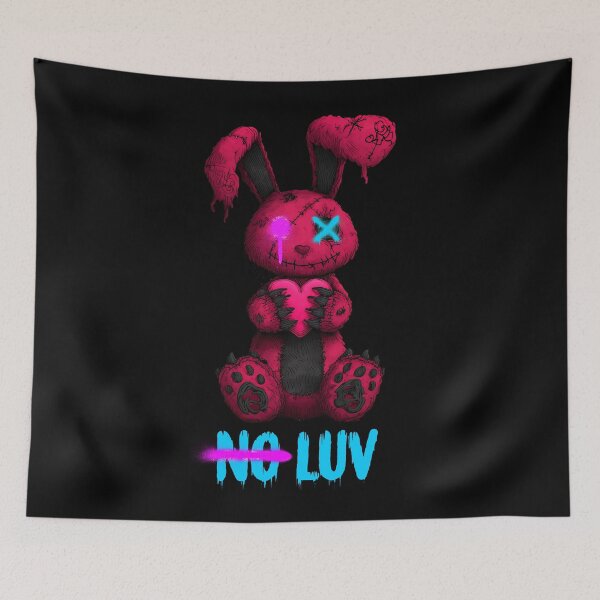 Item preview, No Luv Broken Bunny - Red Pink Blue designed and sold by Artsy Sharky.