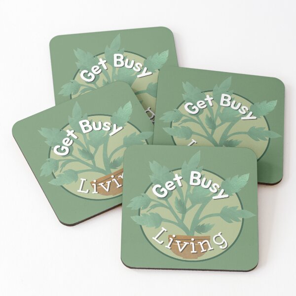 Item preview, Get Busy Living Plants Stickers Prints Wall Art Busy Magnet Home Coffee Cup Decoration TShirt Stationary Green Plants Text Life Notebook Magnet Hat Kitchen Work School Office Redbubble Shop designed and sold by Saritas Boutique Shop.