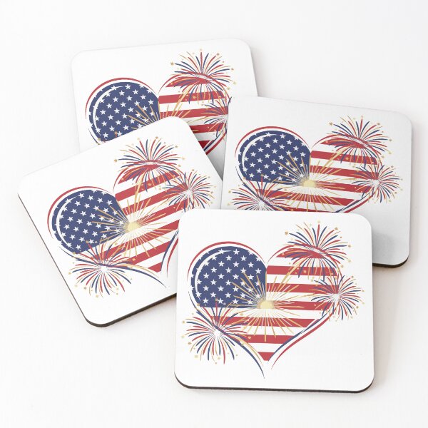 Item preview, Patriotic American Heart Fireworks USA Flag Freedom designed and sold by Heartland Heritage Shop.