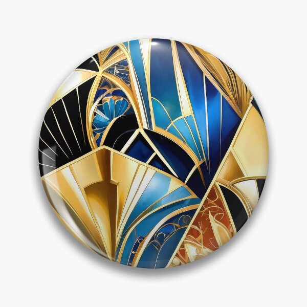 Item preview, Glamorous Art Deco Blue and Golden Abstract Geometric   designed and sold by DEC02.