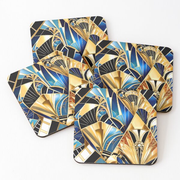 Item preview, Glamorous Art Deco Blue and Golden Abstract Geometric   designed and sold by DEC02.