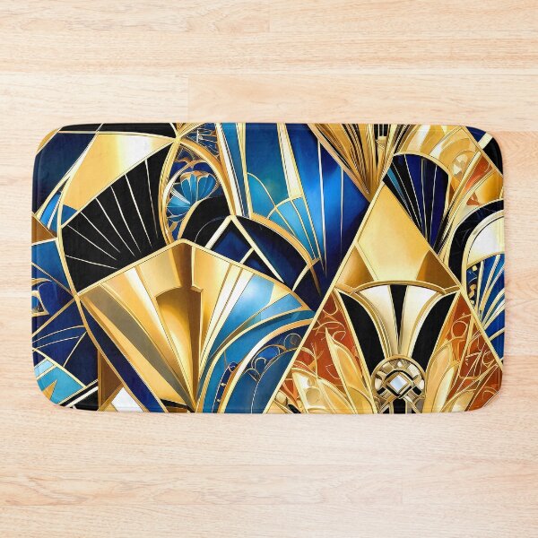 Item preview, Glamorous Art Deco Blue and Golden Abstract Geometric   designed and sold by DEC02.