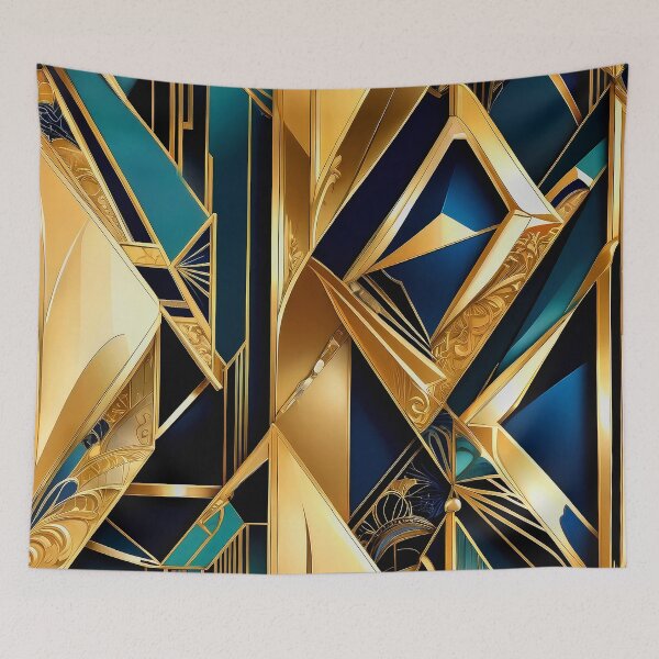 Item preview, Luxury Art Deco Geometric In Blue And Golden designed and sold by DEC02.