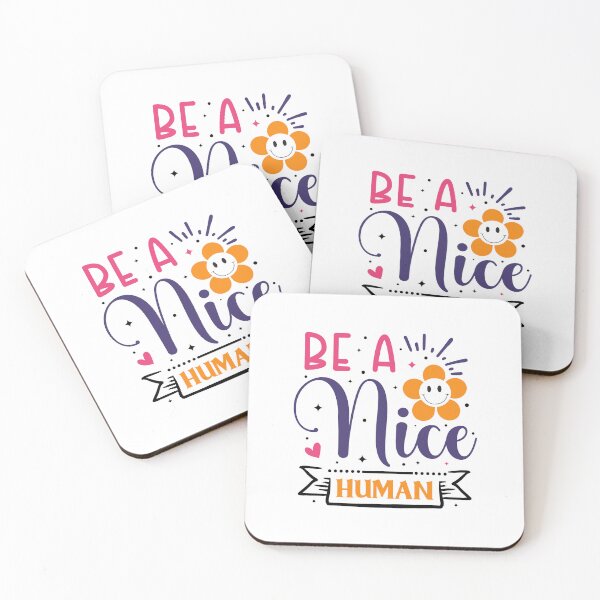 Item preview, Be a Nice Human Retro Sticker Graphic – Inspirational Smile Flower Quote designed and sold by DigiGroove.