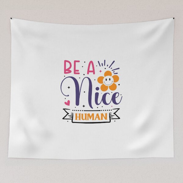 Item preview, Be a Nice Human Retro Sticker Graphic – Inspirational Smile Flower Quote designed and sold by DigiGroove.