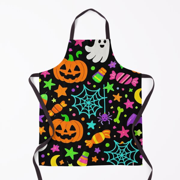 Item preview, Neon Halloween Doodles Pattern with ghosts and pumpkins designed and sold by SassyArtistry.