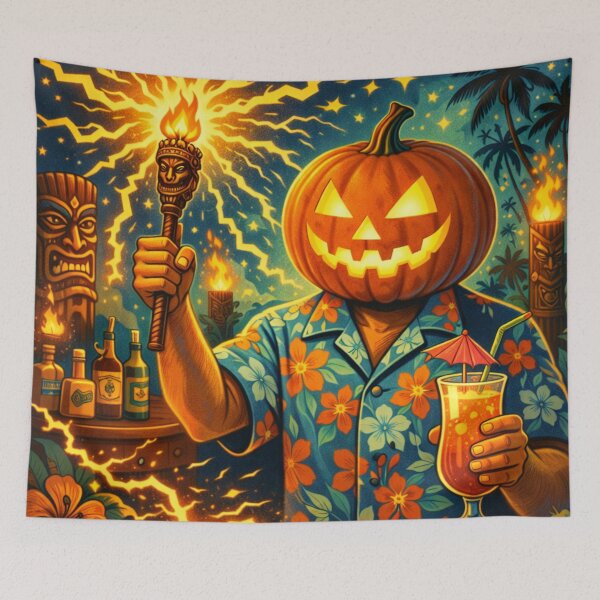 Item preview, Headless Horseman Power Surge - Tiki Pop Illustration designed and sold by TheHorsemanRidesAgain.