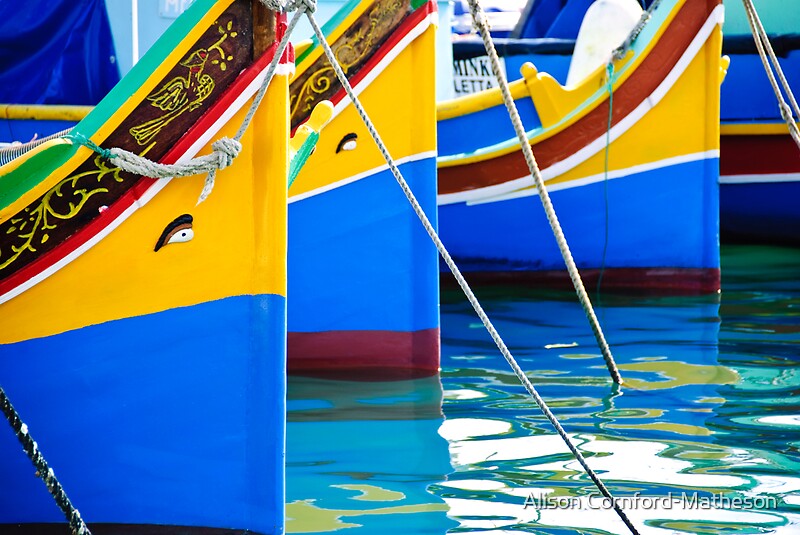 "Maltese Fishing Boats Marsaxlokk, Malta" by Alison ...