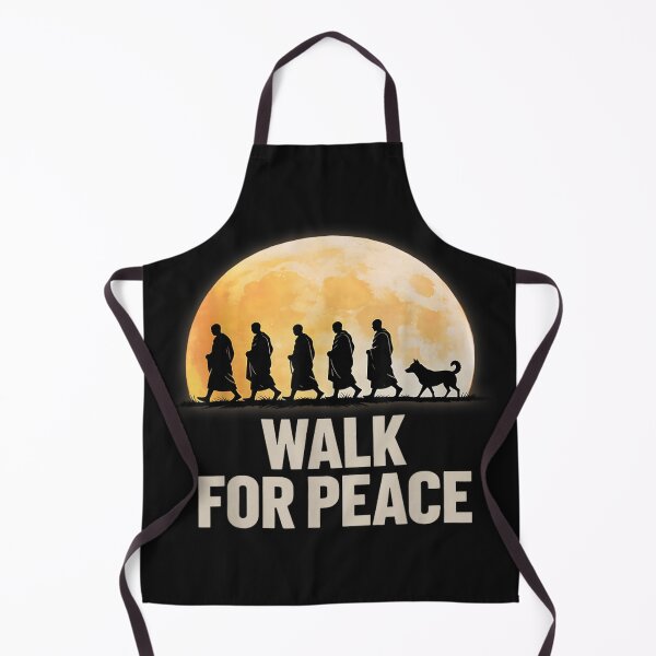 Item preview, Walk For Peace – Monks Silhouette With Dog Under Full Moon designed and sold by dianadouri.